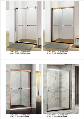 Çin İki Panel Sürgülü Cam Duş Kapıları, PVC Suya Dayanıklı Şeritli Cam Kalınlığı 6mm Tedarikçi